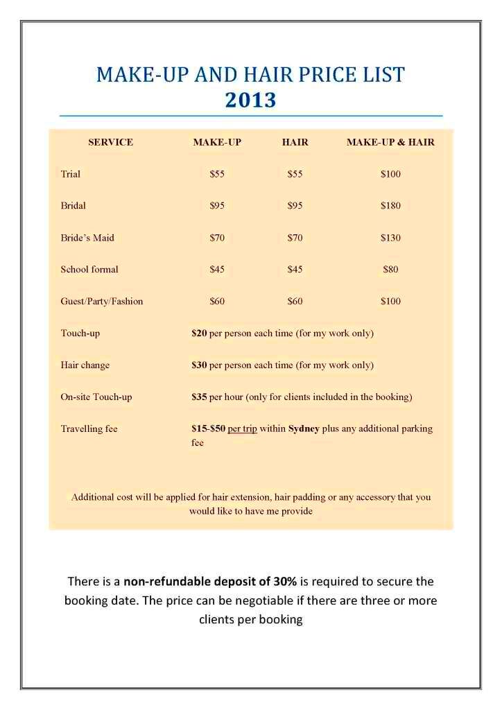 Suggested Rates for Freelance Makeup Artists