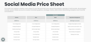 Social Media Management Pricing Sheet example  MavSocial