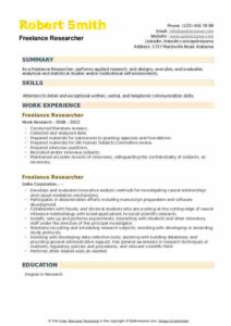 Freelance Researcher Resume Samples  QwikResume