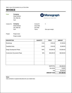 Architect Invoice Template  Monograph