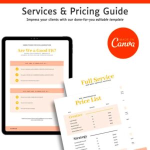 Editable in Canva Services and Pricing Guide Template for Freelancers